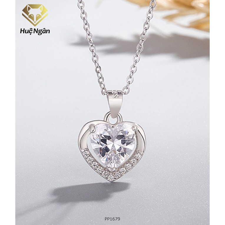 925 Hue Ngan สร้อยคอเงินอิตาลี - หัวใจที่สวยงามด้วยหิน PP1679
