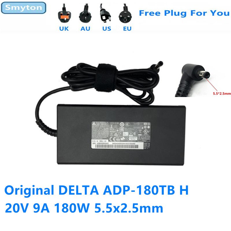 180.0W AC Adapter Charger สําหรับ MSI 20V 9A DELTA ADP-180TB H A17-180P4B GS66 GF75 GF65 THIN 10UE 3
