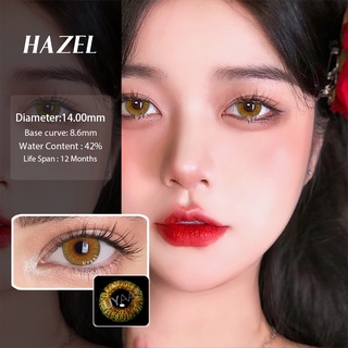 Uyaai คอนแทคเลนส์สี HAZEL 3 โทนเสียง 2 ชิ้น สําหรับ Dark Natural 0 Power