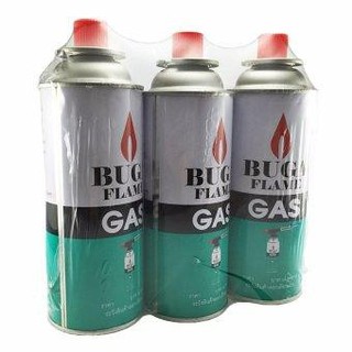 BUGA FLAME GAS REFILL375ml.แก๊สกระป๋องเล็กสำหรับเติมหัวพ่นไฟ/ไฟแช๊ค ขนาด375 ml.(3กระป๋อง)