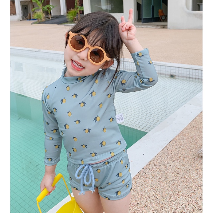 ชุดว่ายน้ำเด็ก lemon lover 3 ชิ้น ( เสื้อ กางเกง หมวก)(SW213)
