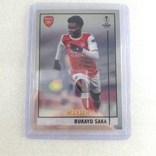 การ์ด Bukayo Saka Topps Chrome Merlin การ์ดนักฟุตบอล การ์ดนักบอล การ์ดฟุตบอล Panini Topps Arsenal อาเซน่อล