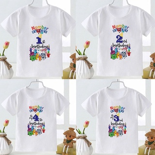 เสื้อยืด พิมพ์ลายการ์ตูน Numberblock 1-6 Birthday สําหรับเด็กผู้ชาย และผู้หญิง เหมาะกับงานปาร์ตี้วันเกิด