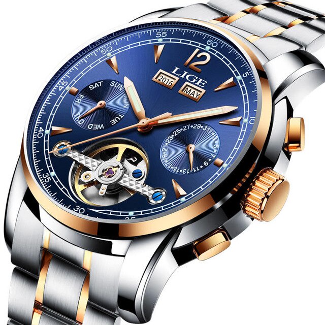 Men Watches Luxury Top Brand LIGE tourbillon Mechanical sports Watch Mens Fashion business Automatic watch Man