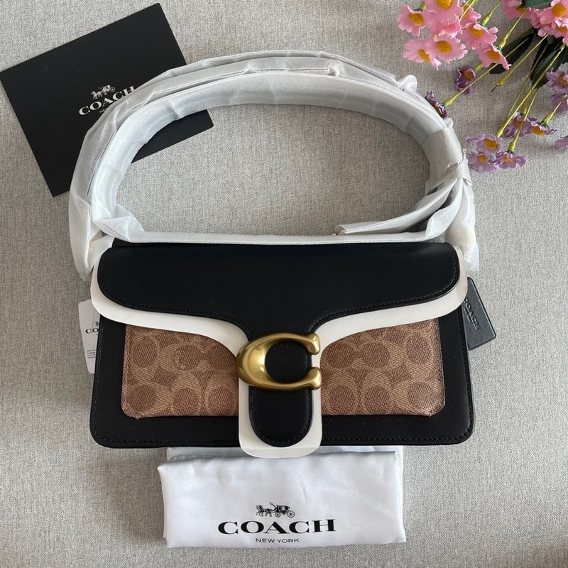 🎀 (สด-ผ่อน) กระเป๋างาน shop 10 นิ้ว สีดำลายซี COACH 91215 Coach Tabby Shoulder Bag 26 With Signature