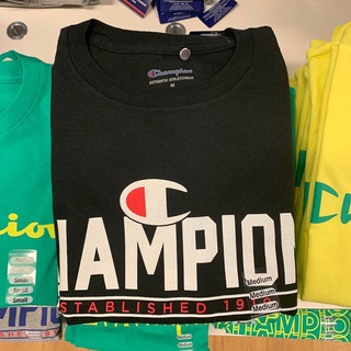 Champion เสื้อยืดคอกลม แขนสั้น ผ้าฝ้าย พิมพ์ลายตัวอักษร โลโก้ สําหรับผู้ชาย