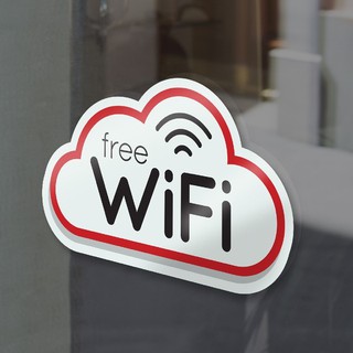 ป้าย free wifi ll สติกเกอร์ร้านกาแฟ สติกเกอร์ร้านอาหาร สติกเกอร์สำเร็จรูป