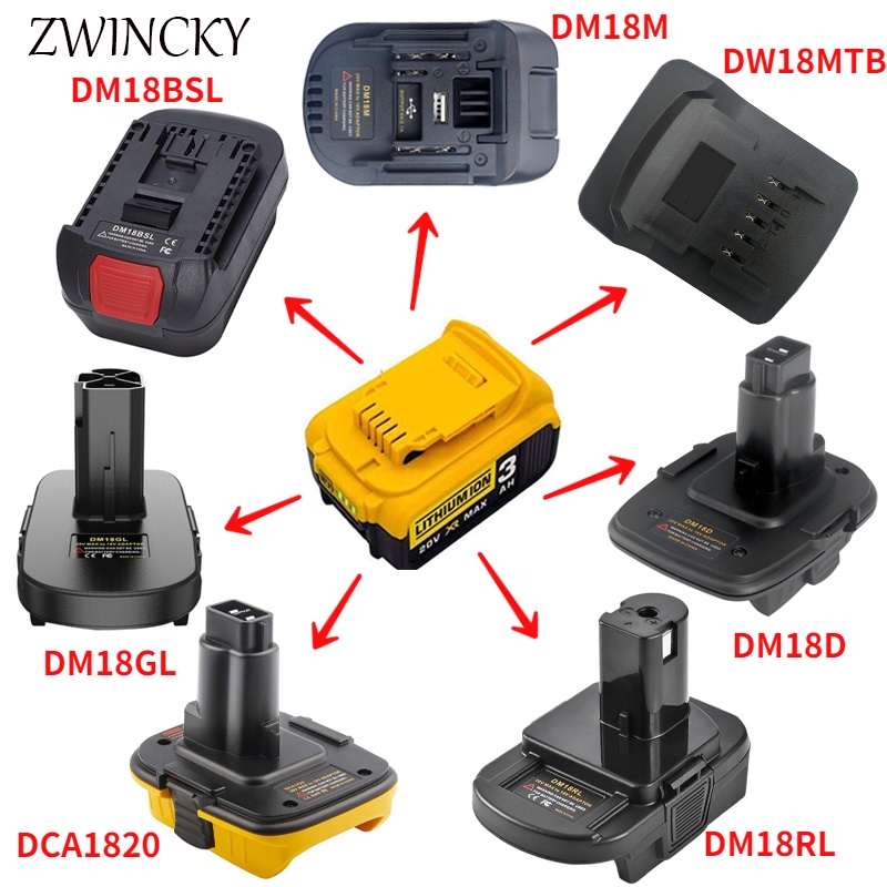 อะแดปเตอร์เครื่องมือไฟฟ้า DM18M ฯลฯ Converter สําหรับแบตเตอรี่ลิเธียมไอออน Dewalt 18V สําหรับ Makita
