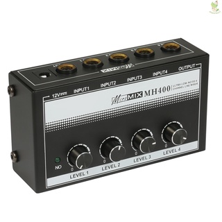 MH400 Ultra Low-Noise 4-Channel Line Mixer Mini Audio Mixer with 1/4-inch TS Inputs &amp; Output Vo