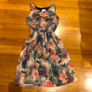 Used chiffon midi dress size M ซับในทั้งตัว เอวมียางยืด