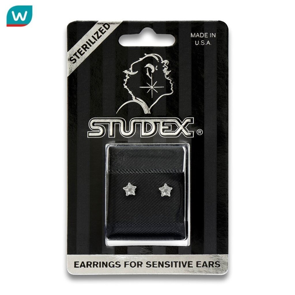 Studex สตั๊ดเด็กซ์ เซนซิทีฟ สเตอริไลส์ ต่างหู สำหรับผิวแพ้ง่าย เงินแท้ คิวบิคเซอโคเนีย สตาร์