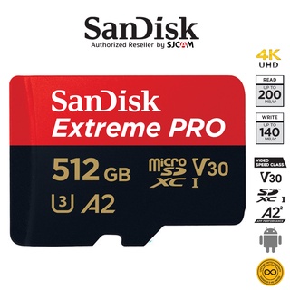 SanDisk Extreme PRO microSDXC A2 UHS-I 512GB Speed 200MB/s เขียน 140MB/s (SDSQXCD-512G-GN6MA) เมมโมรี่ การ์ด ประกันSynnex