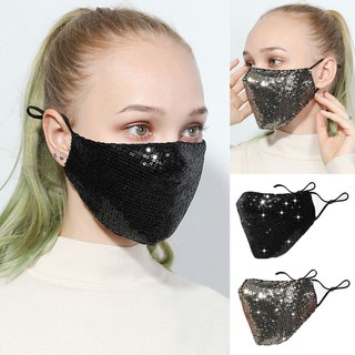 หน้ากากผ้า Fashion Sequin Mouth Mask Anti Dust Pure Cotton Face Mask Washable Mouth-muffle Bacteria Proof Flu Mask