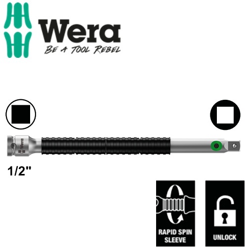 ก้านต่อ 1/2" Wera 05003643001 8796 LC Zyklop ส่วนต่อขยาย "flexible-lock" พร้อมความยาวแขนเลี้ยวฟรี 25
