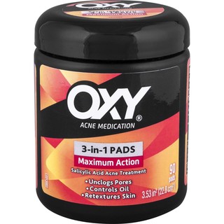 OXY Acne Medication 3 in 1 Acne Pads 🇺🇸  บรรจุ 90 แผ่น คลายรูขุมขนทันที ควบคุมความมัน ปรับสภาพผิว