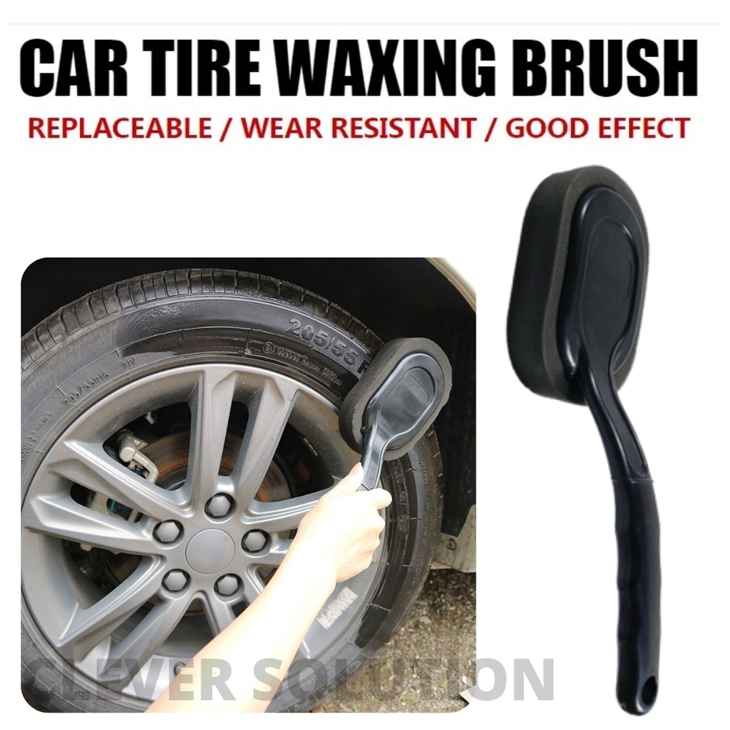 TIRE WAX SPONGE WITH HANDLE ล้อแว็กซ์ขัดฟองน้ําซักผ้าแปรงทําความสะอาดแปรงด้ามยาว WAX ขัด