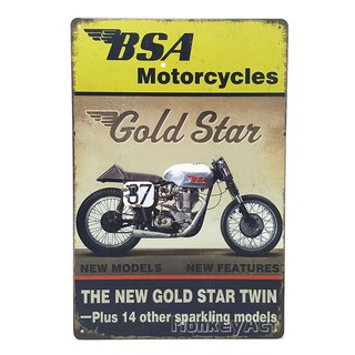ป้ายสังกะสีวินเทจ BSA Motorcycles Gold Star