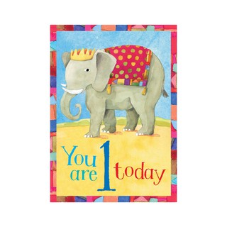 eeBoo Elephant 1 Birthday Card - การ์ดอวยพรวันเกิดอายุครบ 1 ขวบ ลายช้าง