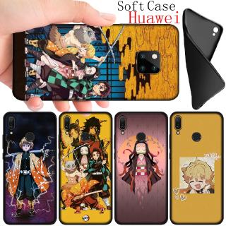 เคสโทรศัพท์พิมพ์ลายการ์ตูน demon slayer สีดํา huawei mate 30 10 20 pro lite y 9 prime 2019