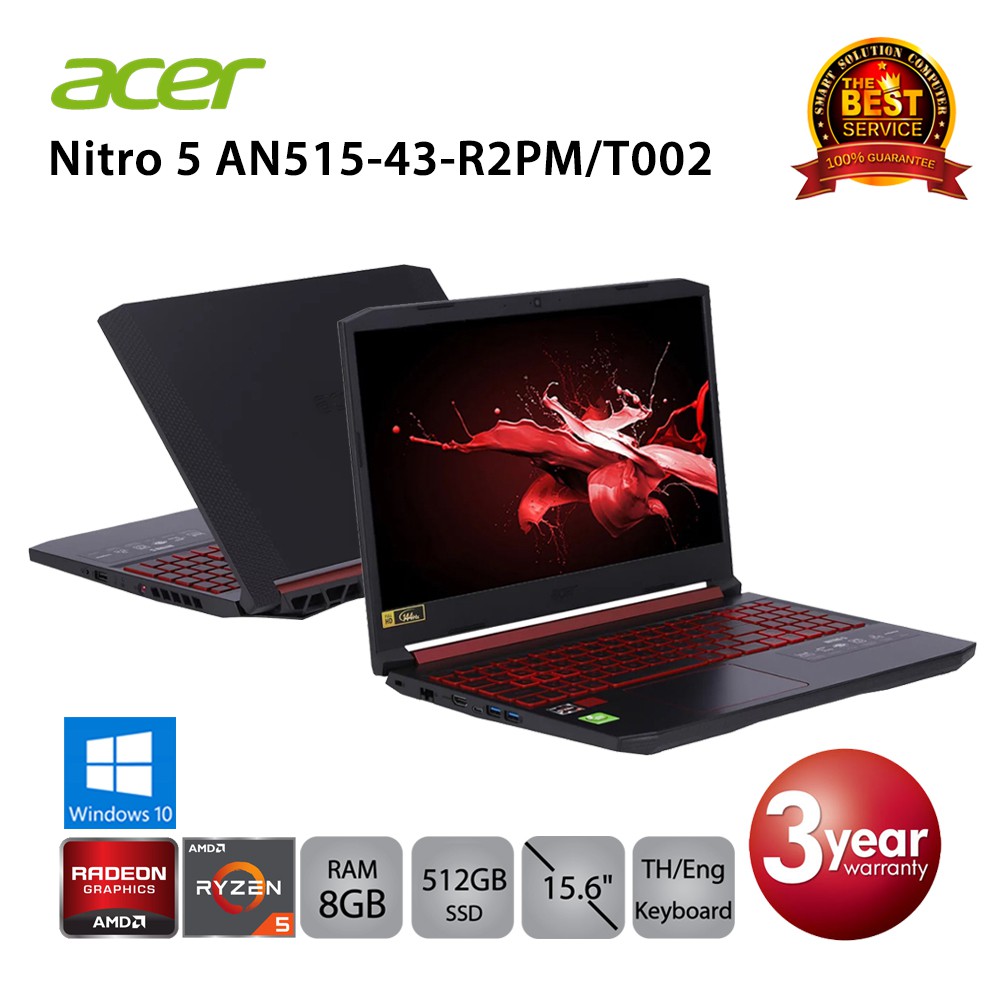 Acer Nitro 5 AN515-43-R2PM/T002 AMD Ryzen5/8GB/512GB SSD/RX560X/15.6/Win10 (Black)
