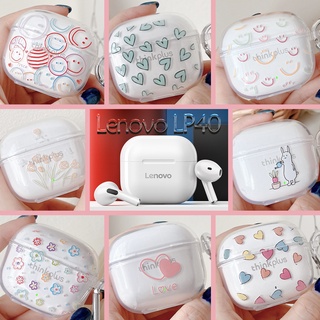 เคสหูฟังบลูทูธไร้สาย แบบใส ลายการ์ตูน พร้อมขาตั้ง สําหรับ Lenovo LP40 Lenovo LP40S LP40PRO