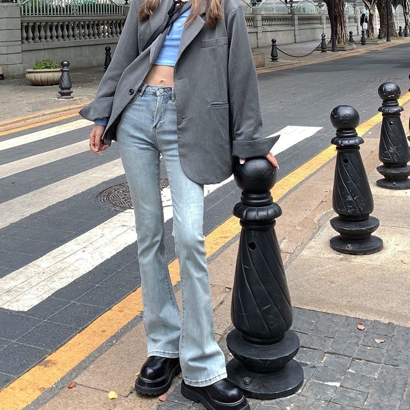 Basic Flared Jeans Super Easy to Mix and Match Flattering Set