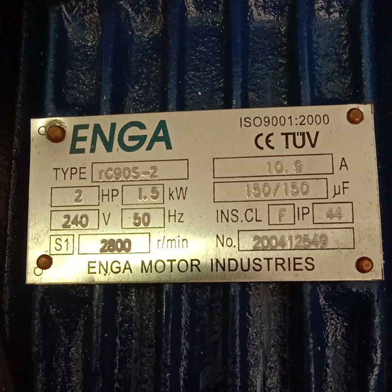 2HP1.5KW 240V 2800 rpm มอเตอร์ ENGA ยี่ห้อเฟสเดียว