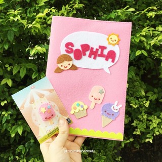 Notebook with brooch/keychain/hair holder สมุดโน๊ตและเข็มกลัด/พวงพุญแจ/ยางมัดผม
