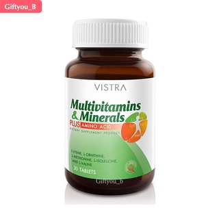 Vistra Multivitamins &amp; Minerals Plus Amino Acid วิสทร้า มัลติวิตามินและแร่ธาตุผสมกรดอะมิโน บำรุงร่างกาย 30 เม็ด