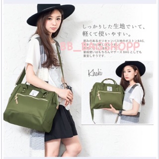 ANELLO POLYESTER CANVAS BOSTON BAG รุ่น Regular สีเขียวขี้ม้า (outlet)