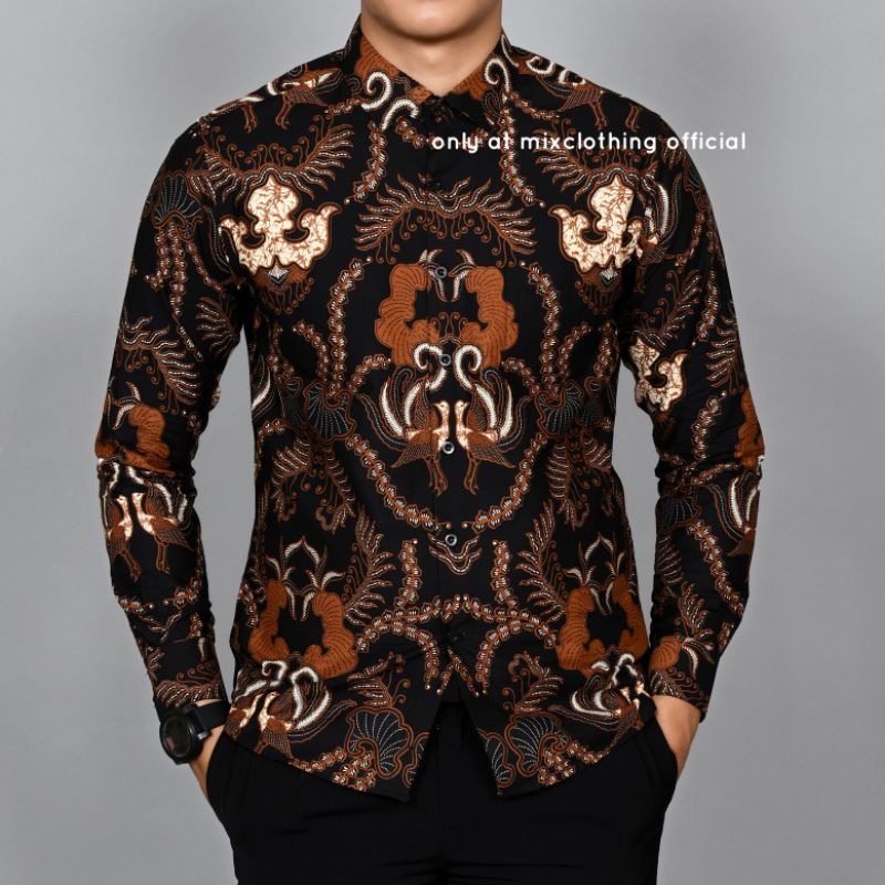 Kemeja Slim FIT MEN& 39;S เสื้อ BATIK SLIMFIT MEN& 39;S เสื้อผ้า BATIK CB388 แขนยาว LUIGI BATANI