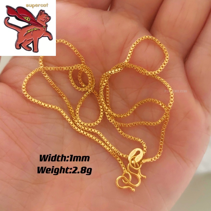 [สต๊อกสินค้าในพื้นที่] สร้อยคอทองคําซาอุดีแท้ 18K สร้อยคอทองคํา สร้อยคอโซ่กระดูกล็อคสีทอง