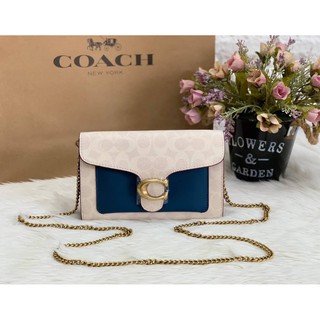 กระเป๋าสะพายข้าง ของแท้ COACH TABBY CHAIN CLUTCH IN COLORBLOCK SIGNATURE