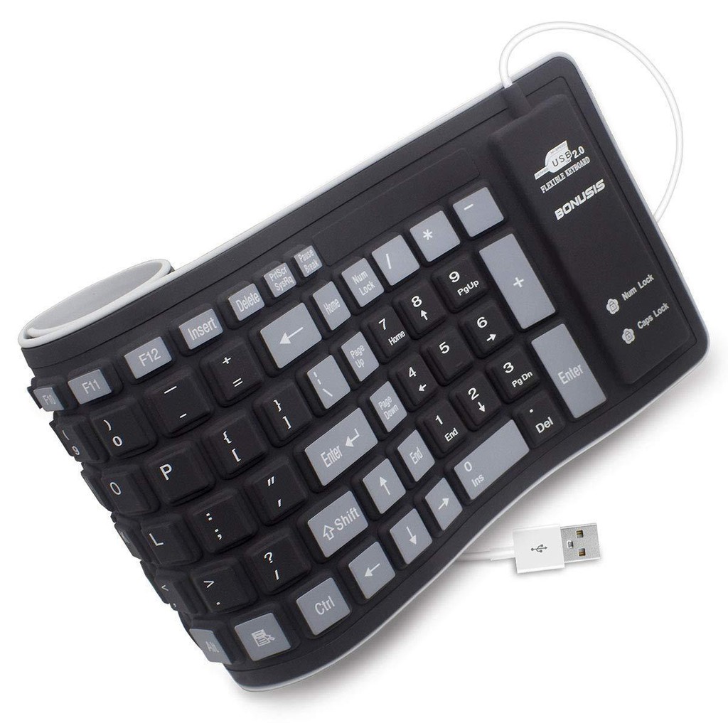 FLEXIBLE Keyboard USB คีย์บอร์ด แบบยาง กันน้ำ ม้วนเก็บได้ มีแป้นพิมพ์ภาษาไทย+อังกฤษ+ตัวเลข สินค้าของแท้100%