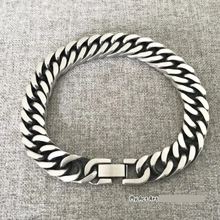 สร้อยข้อมือ สแตนเลส 8-10-12 mm เลสข้อมือ สีเงินปัดดำ โซ่ แสตนเลส แท้ราคาถูก ล็อคนาฬิกา