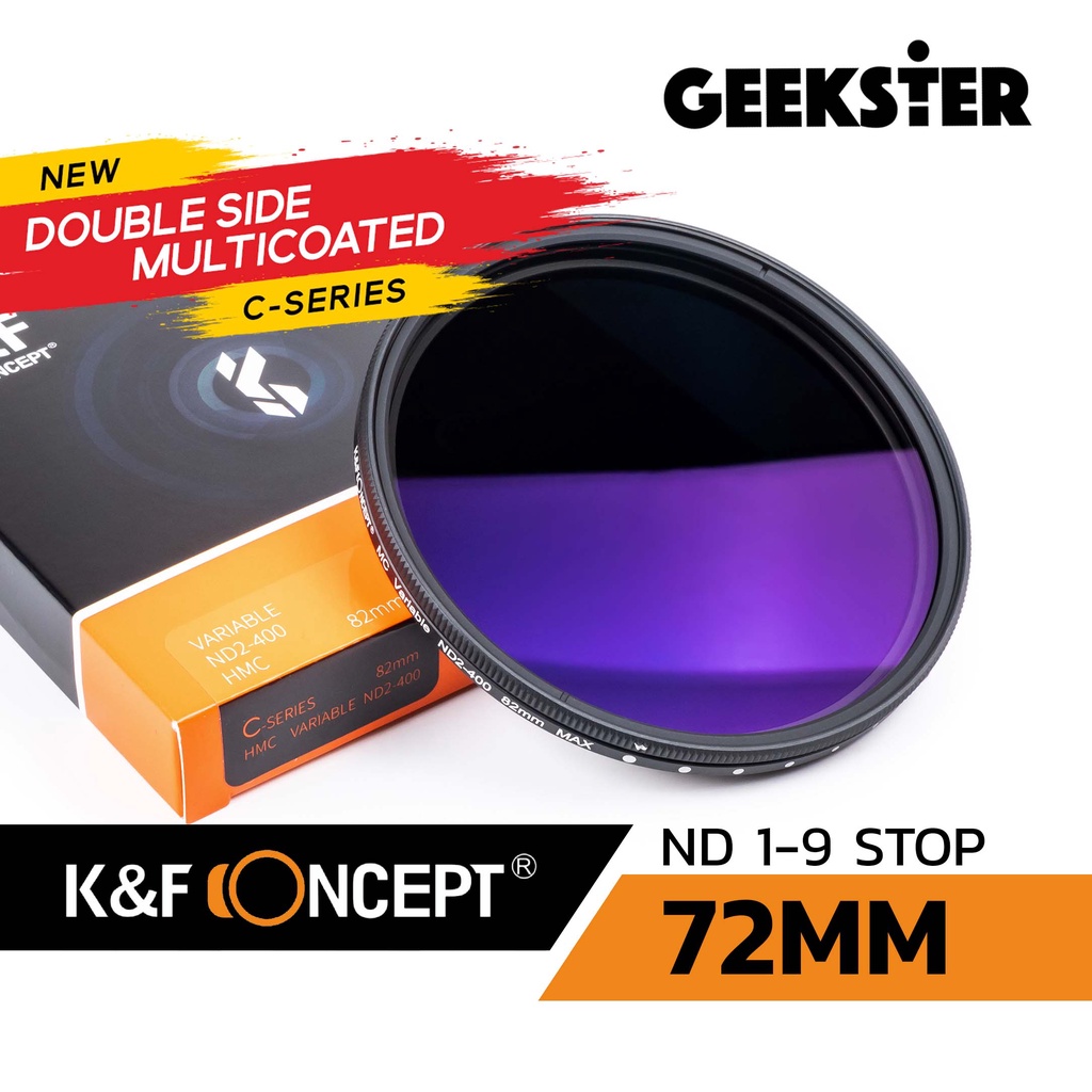ND Fader ฟิลเตอร์ K&F 72mm 1-9 Stop C-Series Blue Coating ND2-ND400 KF Filter 72 mm Neutral Density