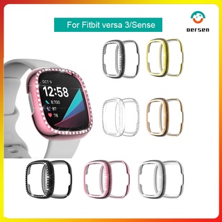 เคสป้องกันหน้าจอ แบบนิ่ม ประดับเพชร สําหรับ Fitbit versa 3 Sense