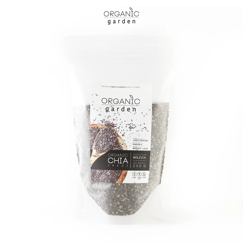 เมล็ดเชีย 250กรัม Organic garden Chia Seeds 250g (ช่วยให้อิ่มท้อง,ลดน้ำหนัก,มีไฟเบอร์)