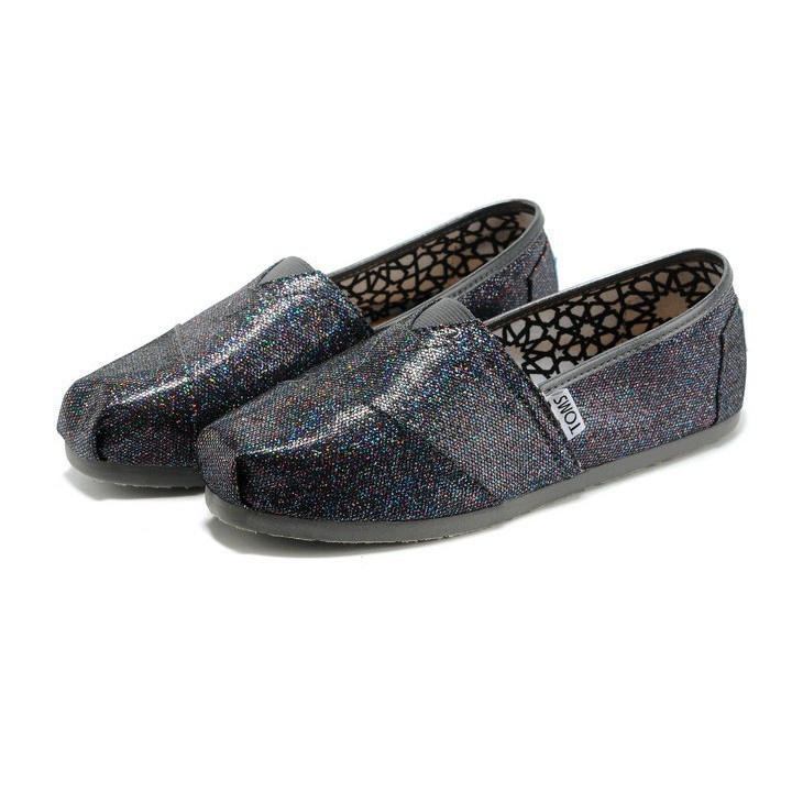 แท้ Toms รองเท้าผ้าใบลําลอง ส้นแบน ลายทาง สีฟ้า สําหรับผู้ชาย ผู้หญิง