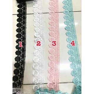 ผ้าลูกไม้ ตกแต่ง DIY ขนาด 1.5 นิ้ว ราคาเมตรละ 60 บาท