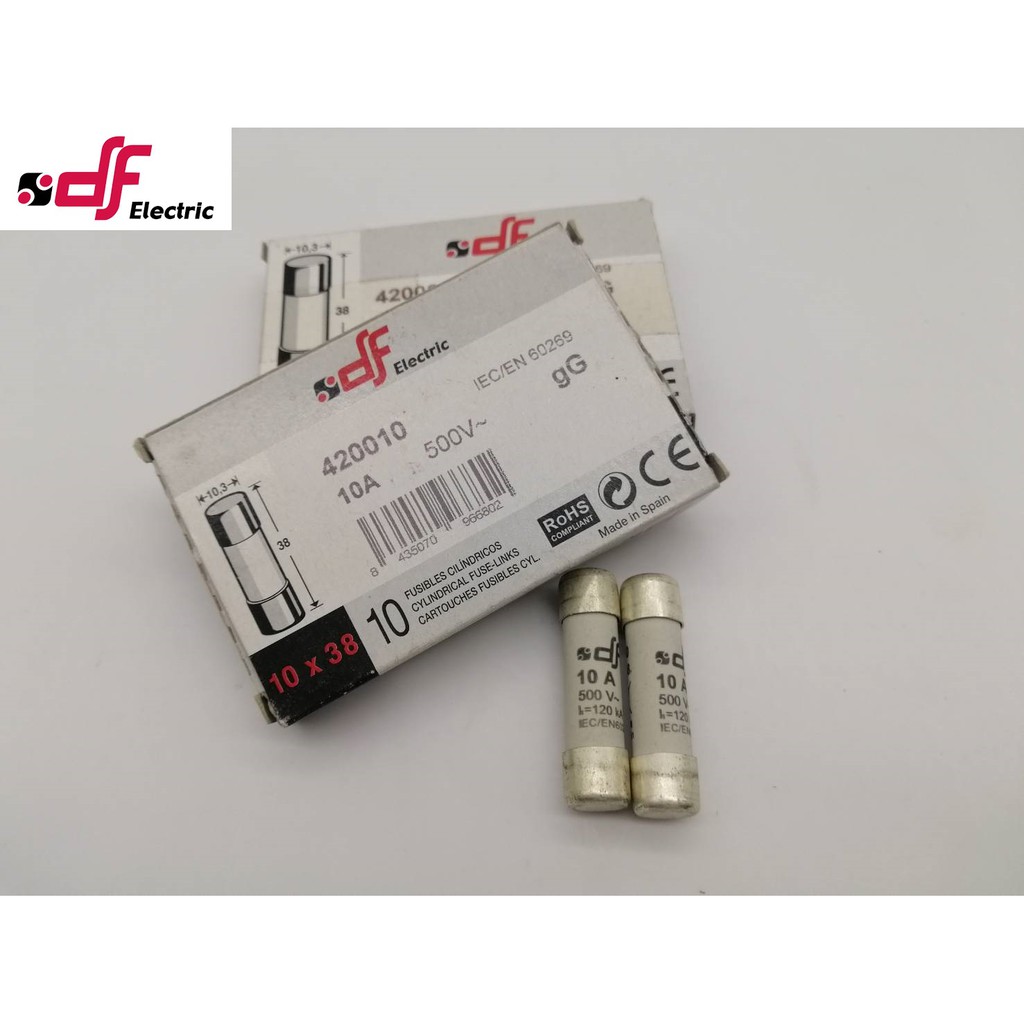 ฟิวส์ 10x38 6A 10A 20A 32A ยี่ห้อDF #คุณภาพสูง #ของแท้ #ผลิตจากสเปน