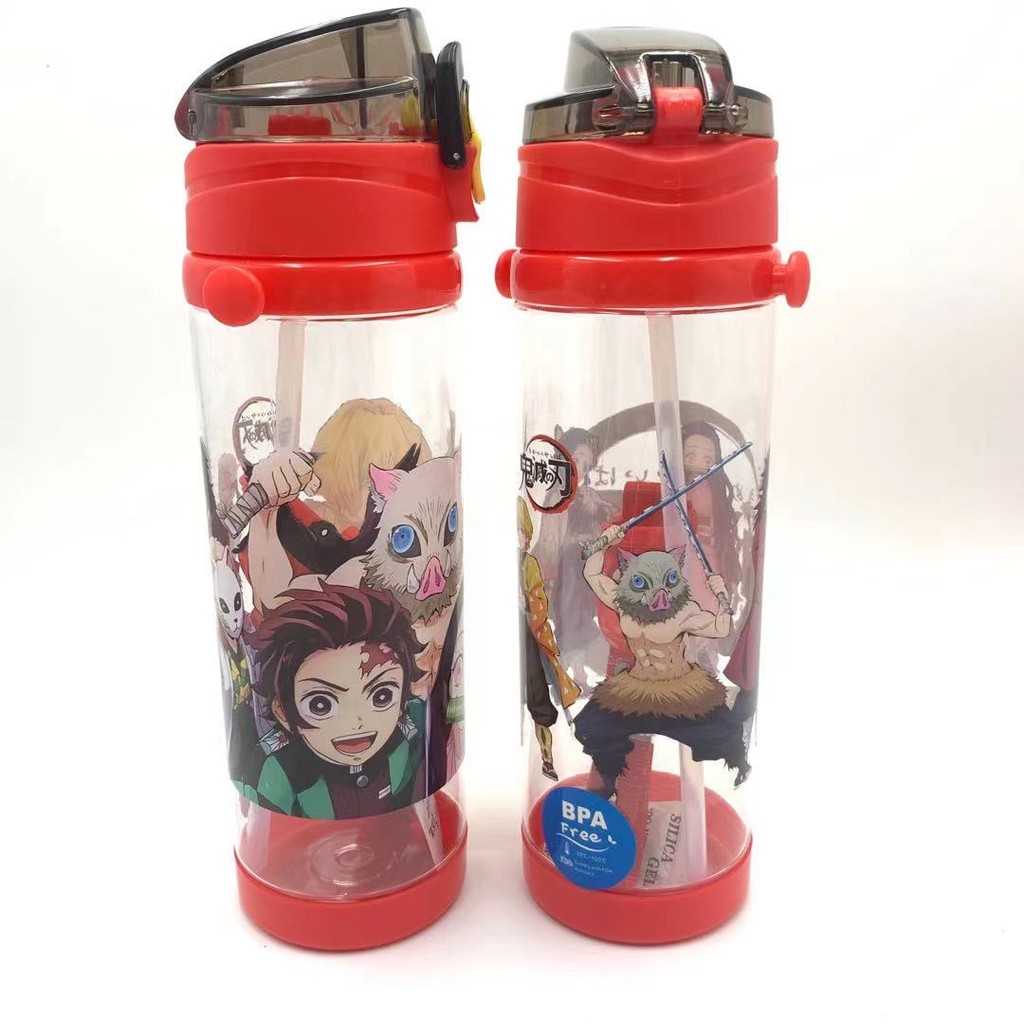 ขวดน้ำ ดาบพิฆาตอสูร ปราศจาก BPA มี 400ml/650ml มีสายคล้อง แบบหลอดดูดเด้งมีสายสะพาย หลอดซิลิโคน