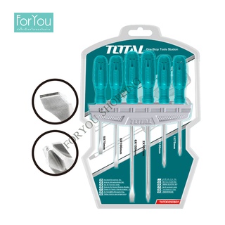 Total ชุดไขควง 6 ตัวชุด (ปากแบน + ปากแฉก) พร้อมแผงแขวนผนัง รุ่น THTDC250601 ( 6 pcs Screwdriver Set )