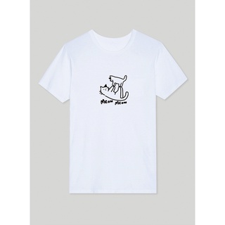 เสื้อยืดเเนวสตรีท เวอร์ชั่นเกาหลี MEOWMEOW #22041-1 BW1