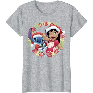 Tee เสื้อยืด เสื้อยืด พิมพ์ลาย Disney Lilo &amp; Stitch Christmas สไตล์ฮาวาย แฟชั่นฤดูร้อน สําหรับผู้ชาย 471