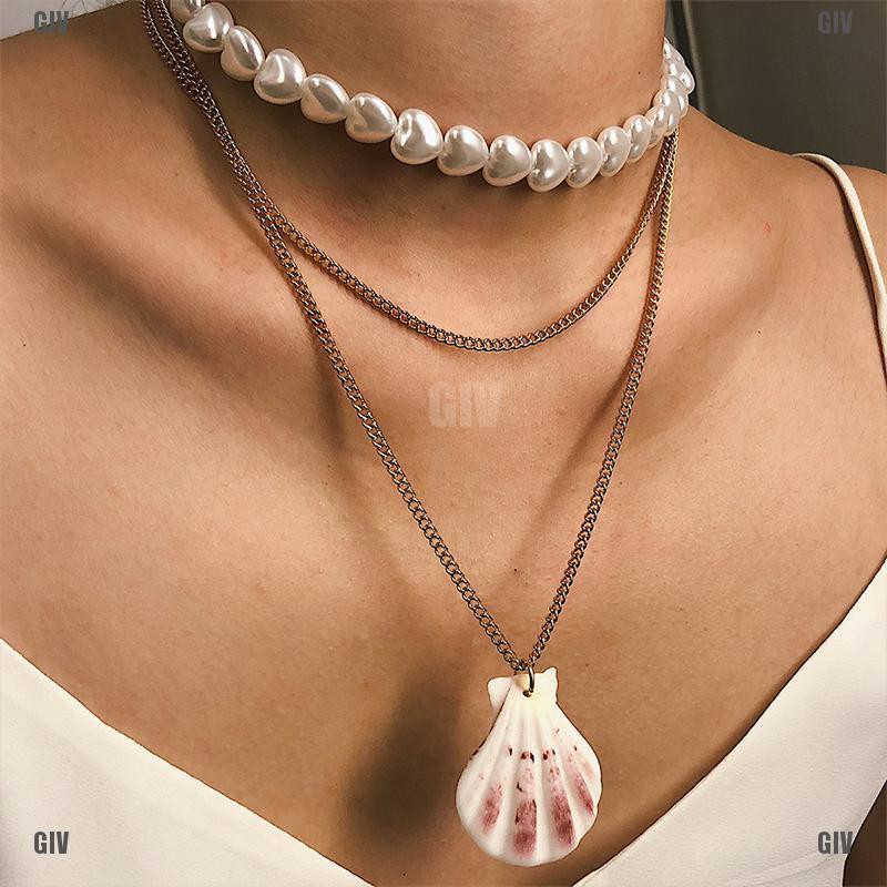 Beach Sea Shell Choker Necklace Plated Clavicle Chain Jewelry Gifts Gold Silver