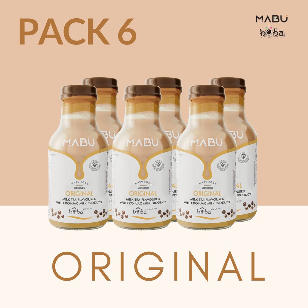 Mabu Boba Original Milk Tea เครื่องดื่มชานมไข่มุก รสออริจินัล 270 ml. แพ็ค 6 ขวด