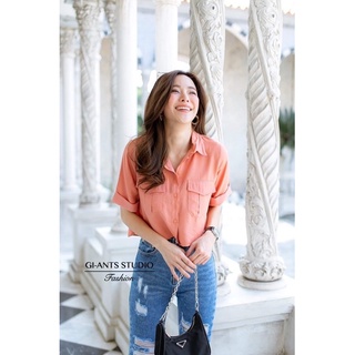 🛒GI-ants Basic เสื้อครอปตัวสั้น ชายโค้ง แต่งกระเป๋า2ข้าง รุ่นยอดฮิต