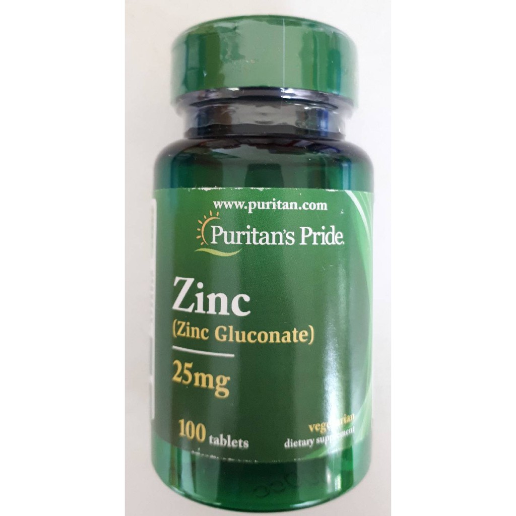 Puritan's Pride Zinc Gluconate 25 mg 100 Tablets