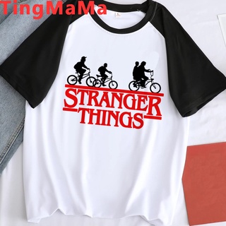 เสื้อยืด พิมพ์ลาย Stranger Things Upside Down สไตล์ญี่ปุ่น ฮาราจูกุ พลัสไซซ์ สําหรับผู้หญิง